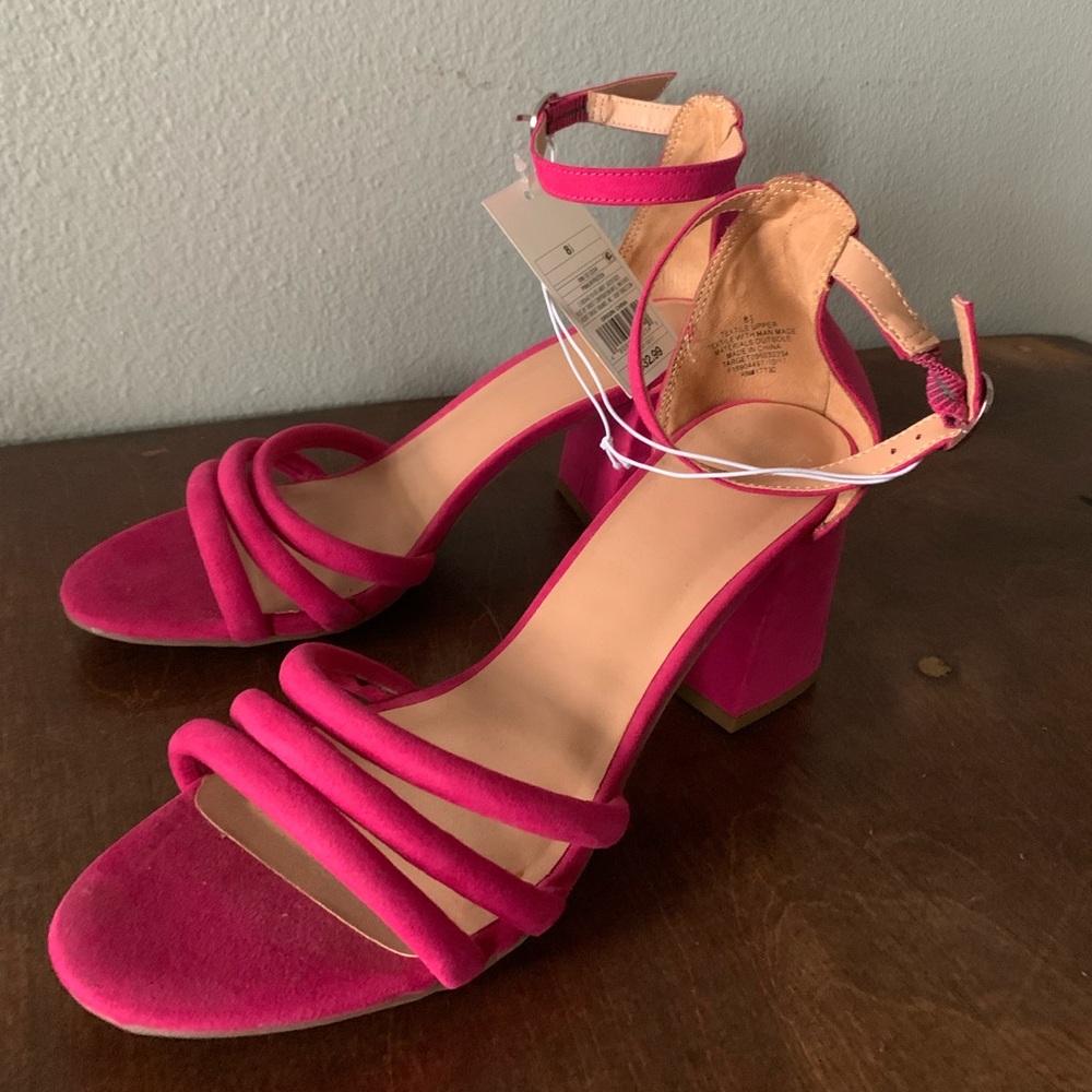 Pink Square Heel Sandal - NEW WITH TAGS